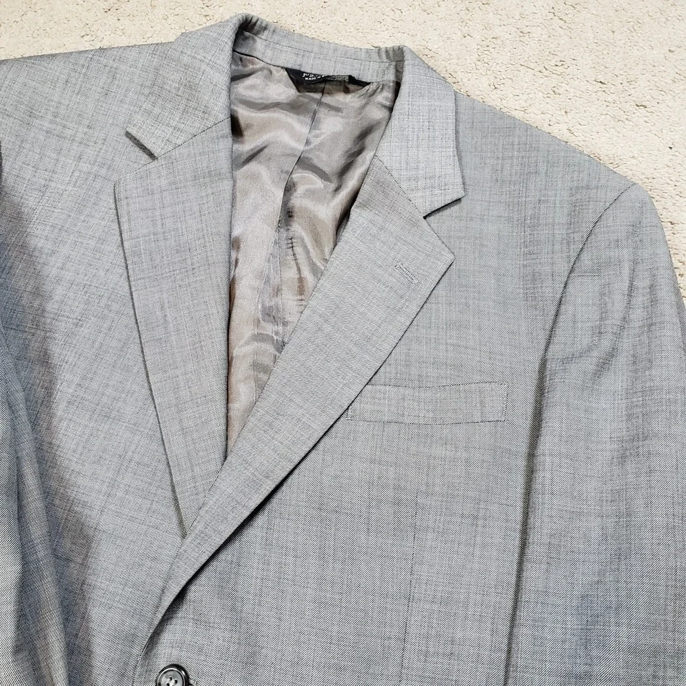 Jos. A Bank 2 Piece Suit Mens 43R 34X28 Gray 2 Button SV Wool Cashmere